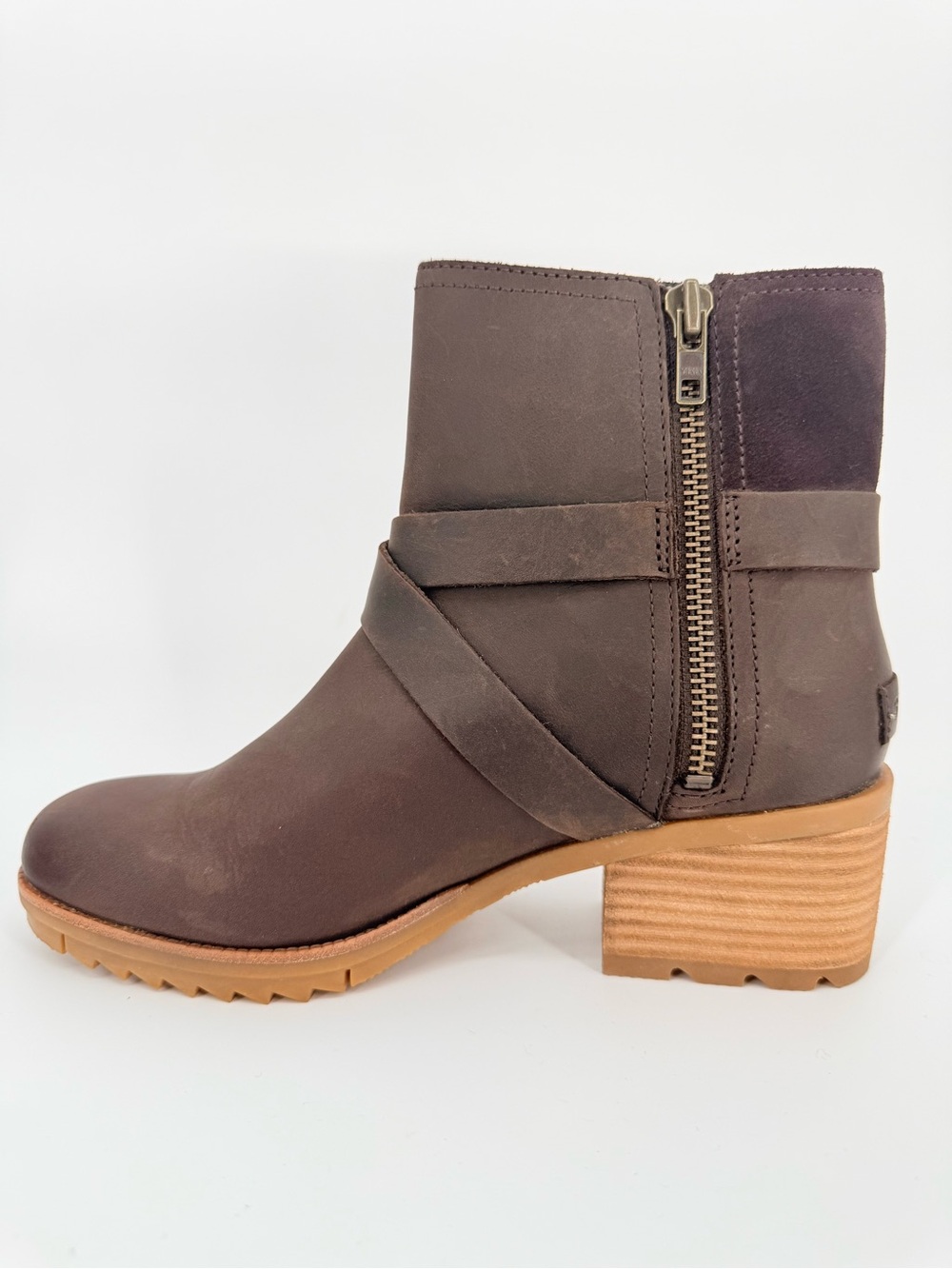 SOREL Cate Buckle Brown Leather Ankle Boots Gorpcore Rustic Moto Granola 8.5 - Picture 9 of 14